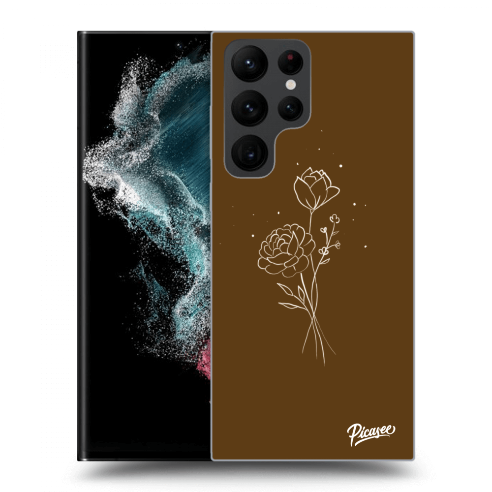 Picasee silikónový prehľadný obal pre Samsung Galaxy S22 Ultra 5G - Brown flowers
