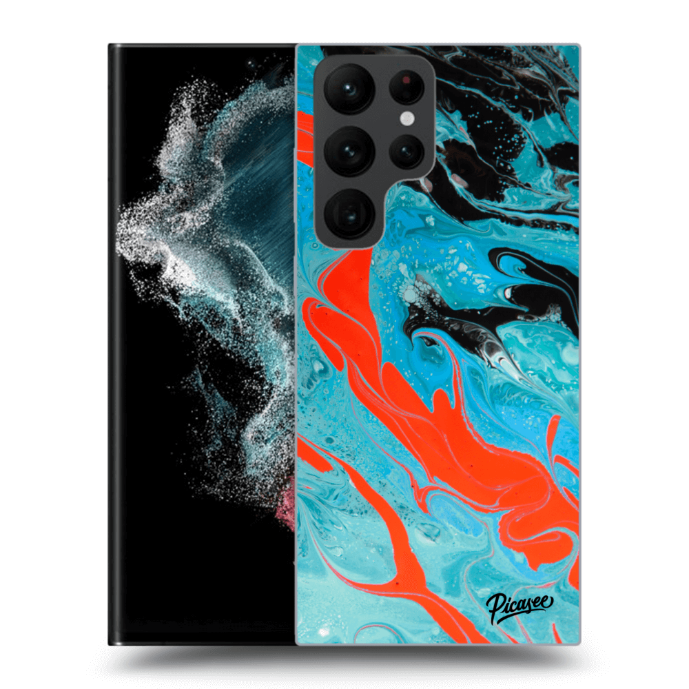 Picasee silikónový prehľadný obal pre Samsung Galaxy S22 Ultra 5G - Blue Magma