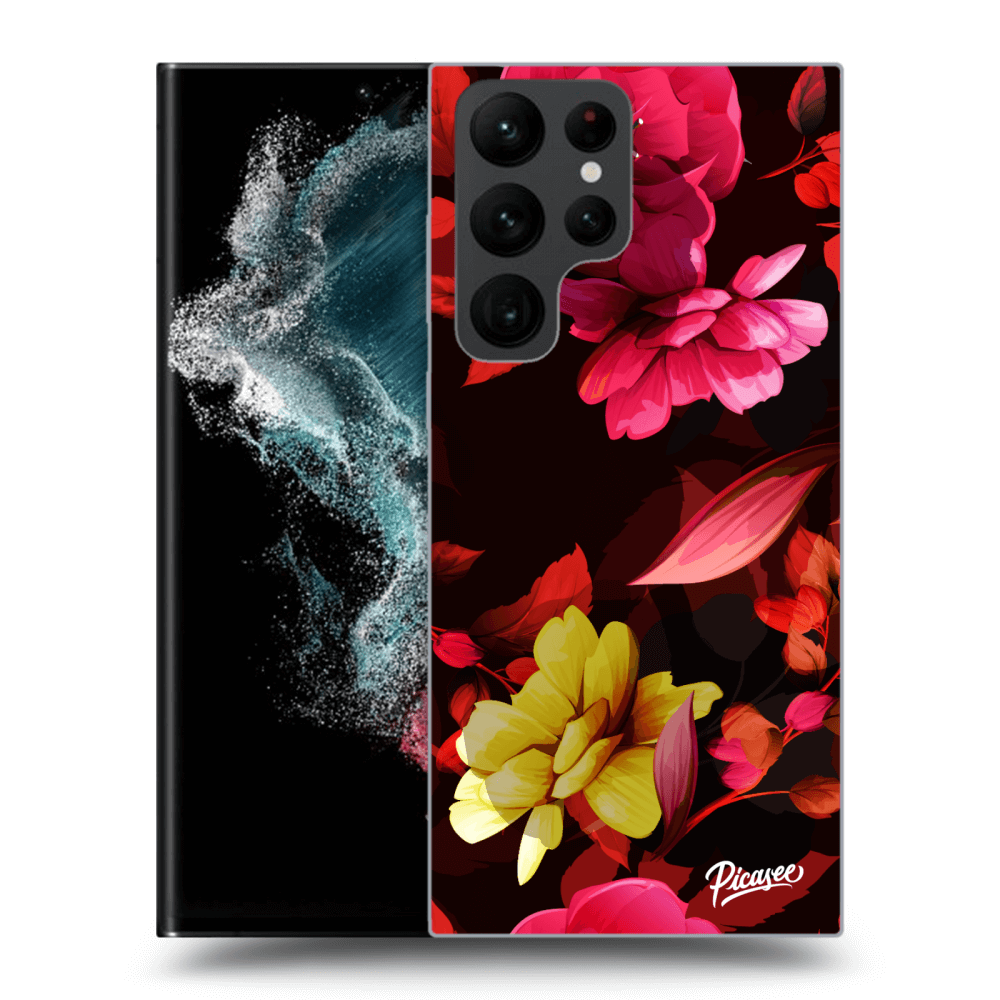 Picasee silikónový prehľadný obal pre Samsung Galaxy S22 Ultra 5G - Dark Peonny