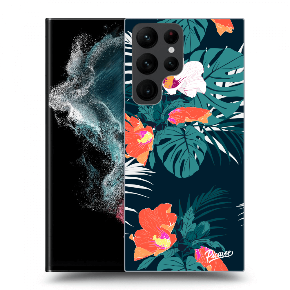Picasee silikónový prehľadný obal pre Samsung Galaxy S22 Ultra 5G - Monstera Color