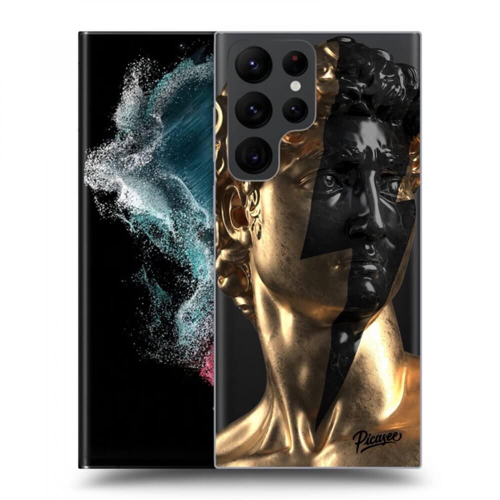 Picasee silikónový prehľadný obal pre Samsung Galaxy S22 Ultra 5G - Wildfire - Gold