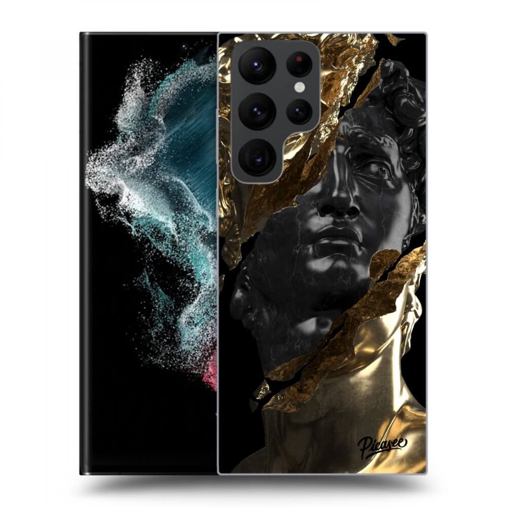 Picasee silikónový čierny obal pre Samsung Galaxy S22 Ultra 5G - Gold - Black