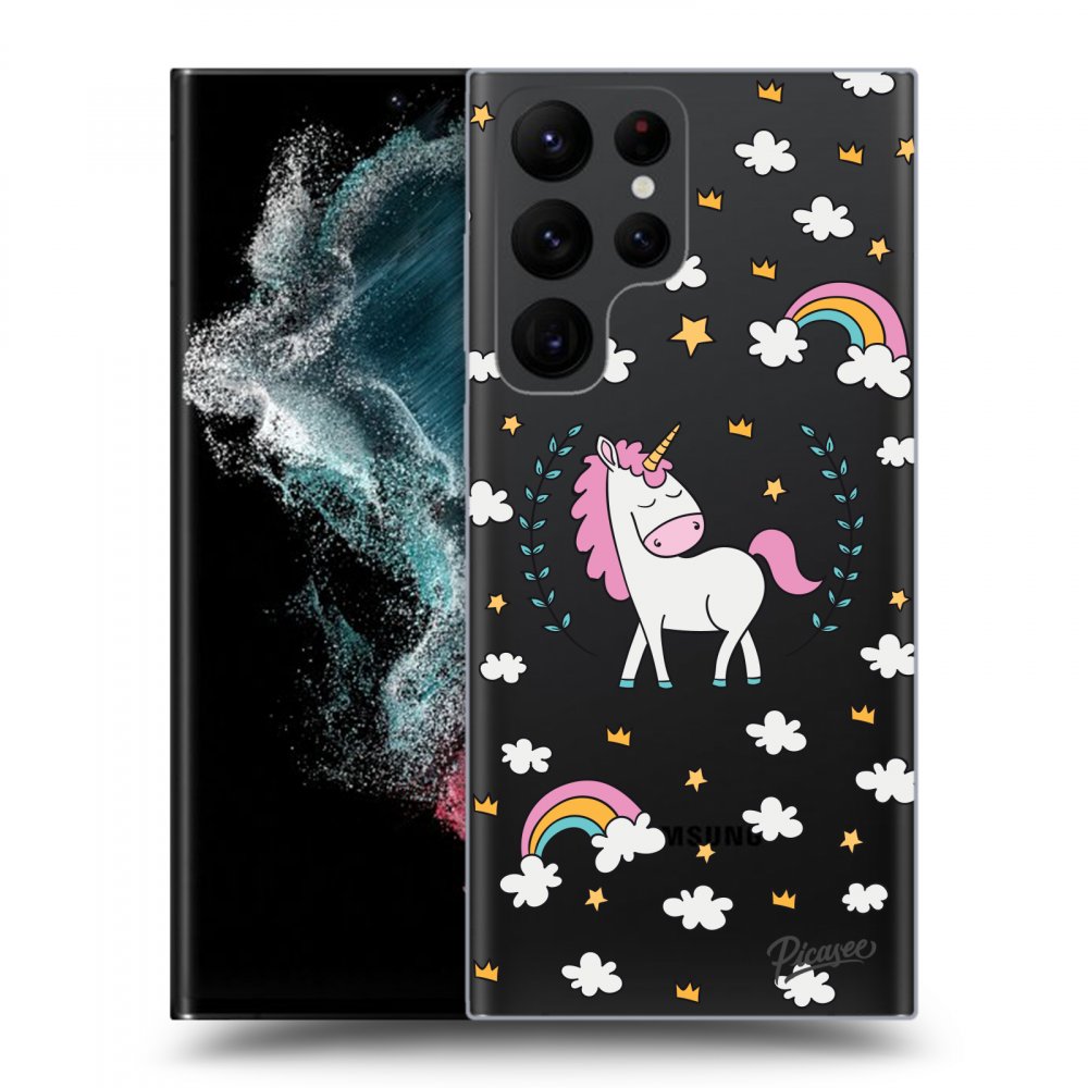 Picasee silikónový prehľadný obal pre Samsung Galaxy S22 Ultra 5G - Unicorn hviezdne nebo