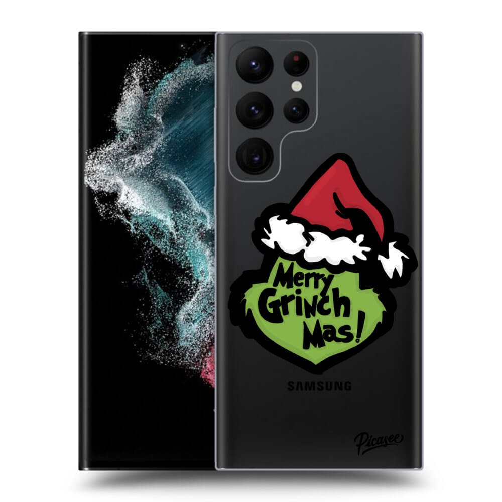 Picasee silikónový prehľadný obal pre Samsung Galaxy S22 Ultra 5G - Grinch 2