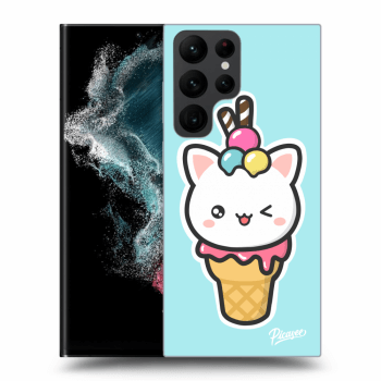 Picasee silikónový prehľadný obal pre Samsung Galaxy S22 Ultra 5G - Ice Cream Cat