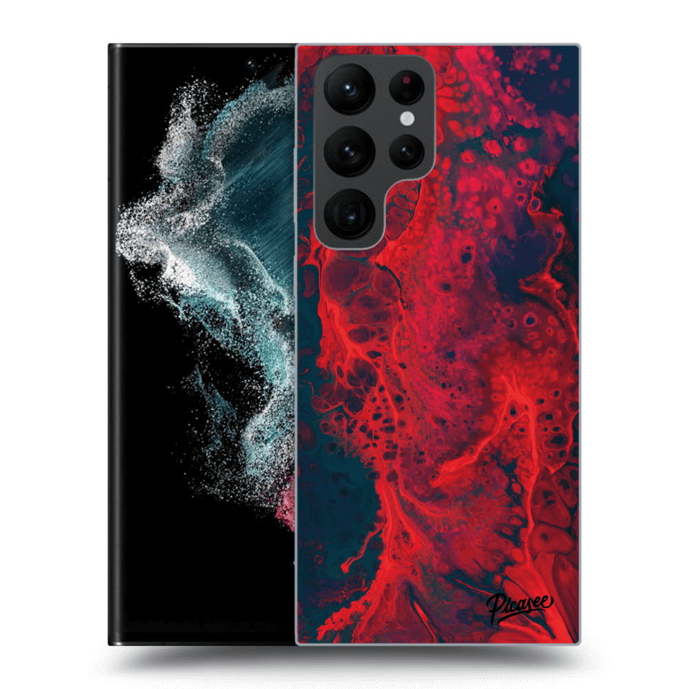 Picasee silikónový prehľadný obal pre Samsung Galaxy S22 Ultra 5G - Organic red
