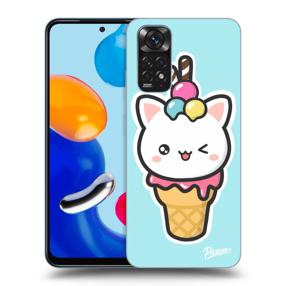 Picasee silikónový čierny obal pre Xiaomi Redmi Note 11S 4G - Ice Cream Cat