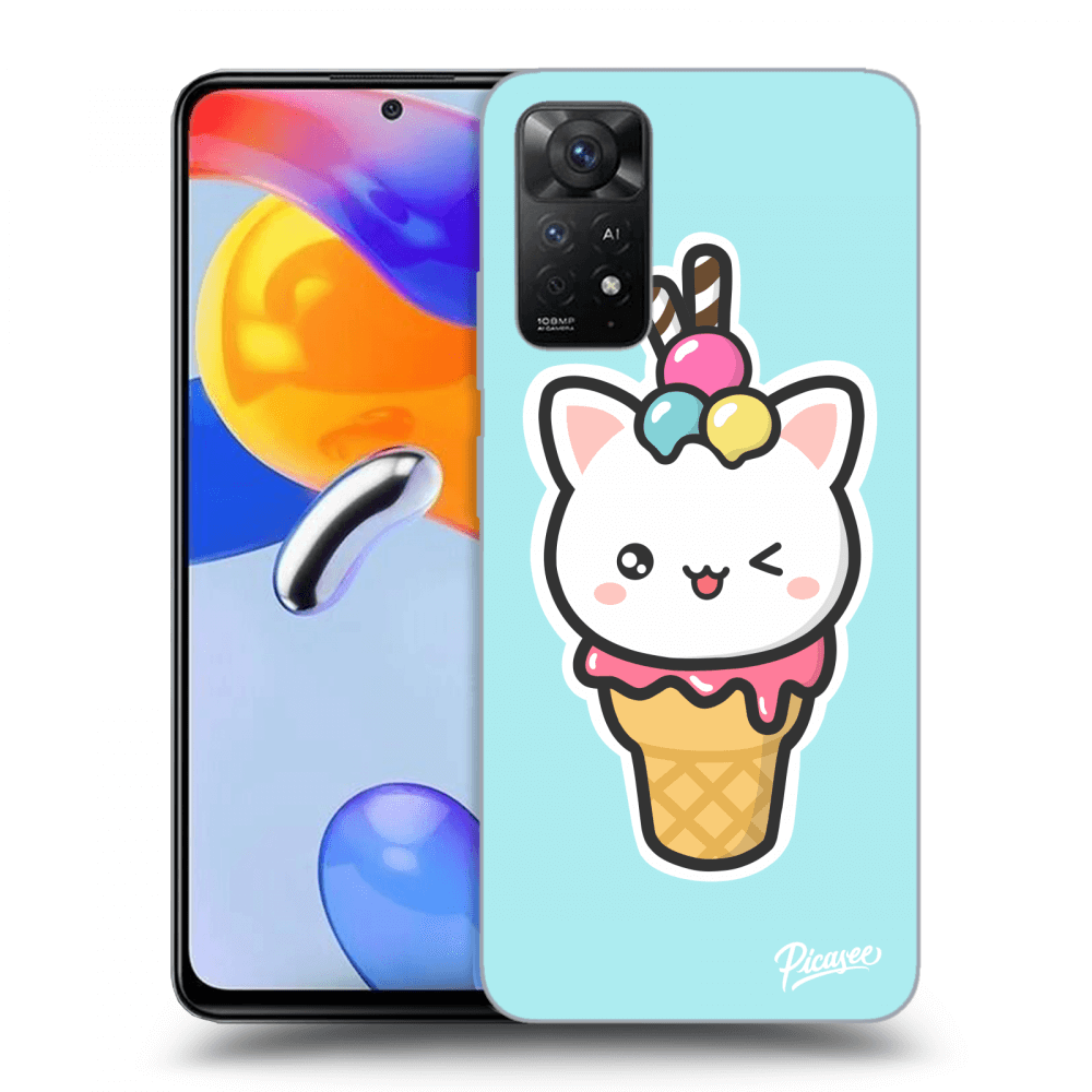 Picasee silikónový čierny obal pre Xiaomi Redmi Note 11 Pro 5G - Ice Cream Cat