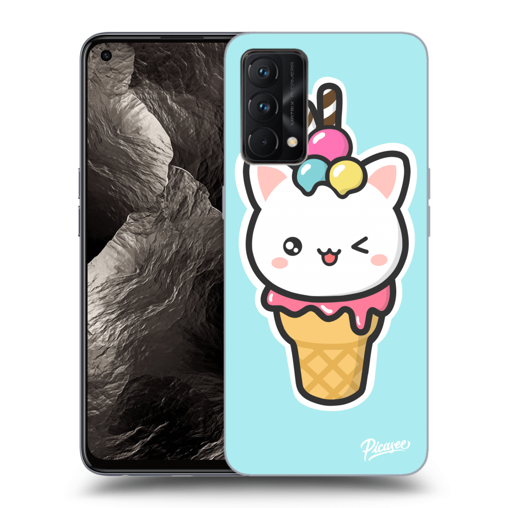 Picasee silikónový čierny obal pre Realme GT Master Edition 5G - Ice Cream Cat