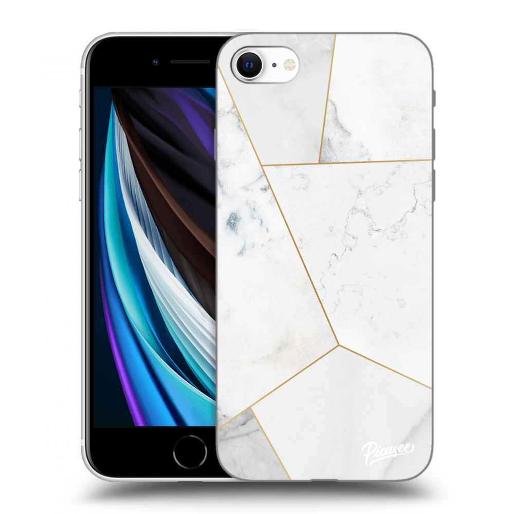 Picasee silikónový prehľadný obal pre Apple iPhone SE 2022 - White tile