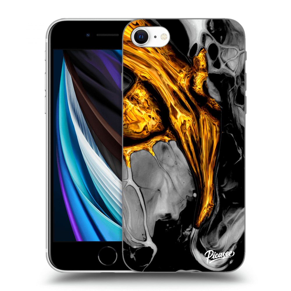 Picasee silikónový prehľadný obal pre Apple iPhone SE 2022 - Black Gold