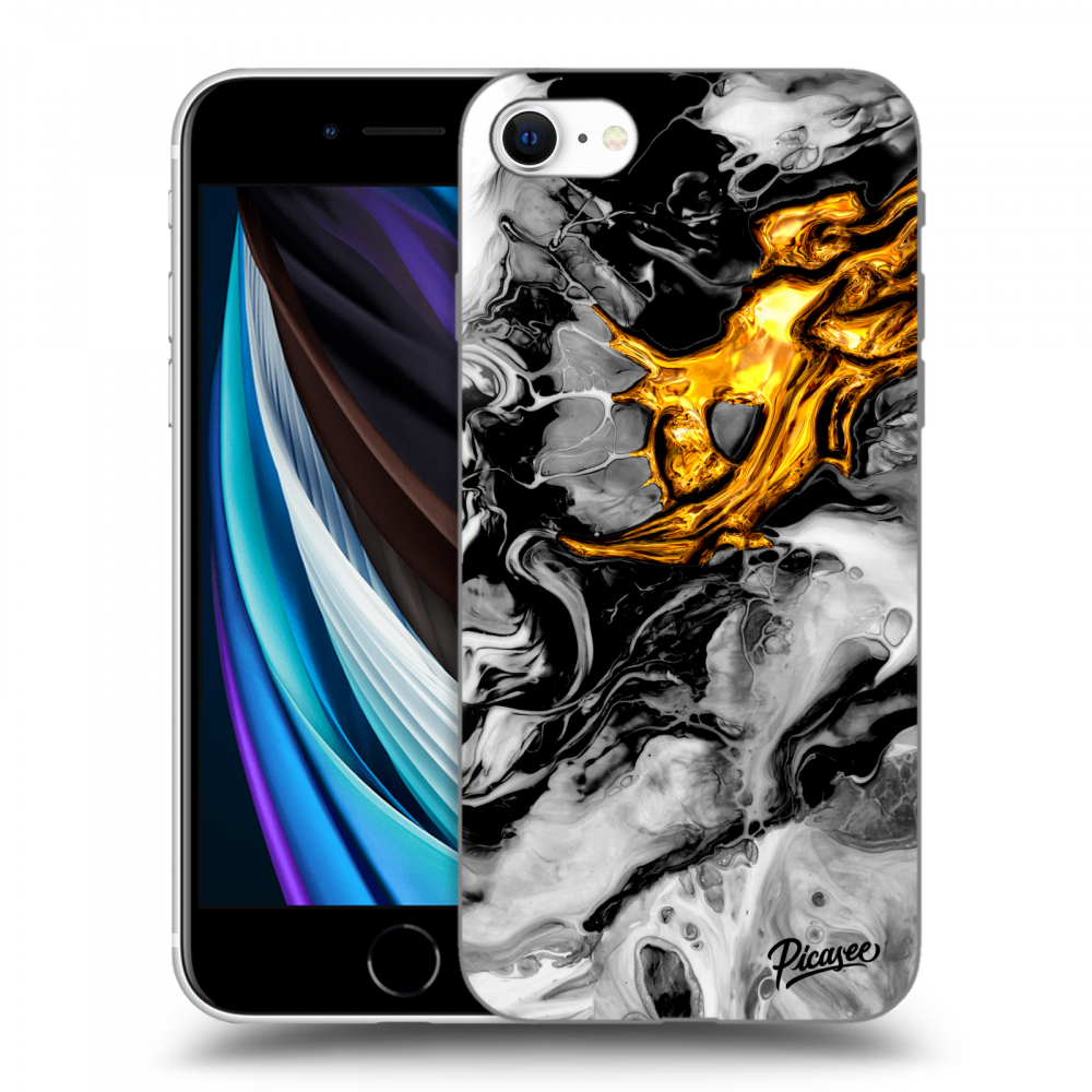 Picasee silikónový čierny obal pre Apple iPhone SE 2022 - Black Gold 2