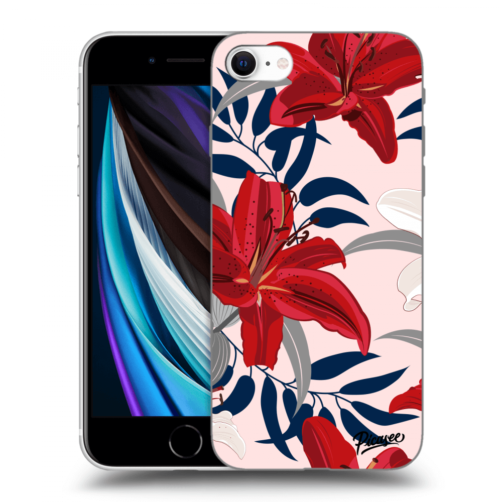 Picasee silikónový čierny obal pre Apple iPhone SE 2022 - Red Lily