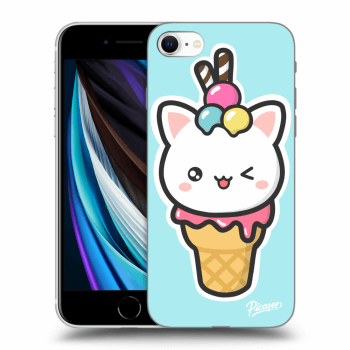 Picasee silikónový čierny obal pre Apple iPhone SE 2022 - Ice Cream Cat