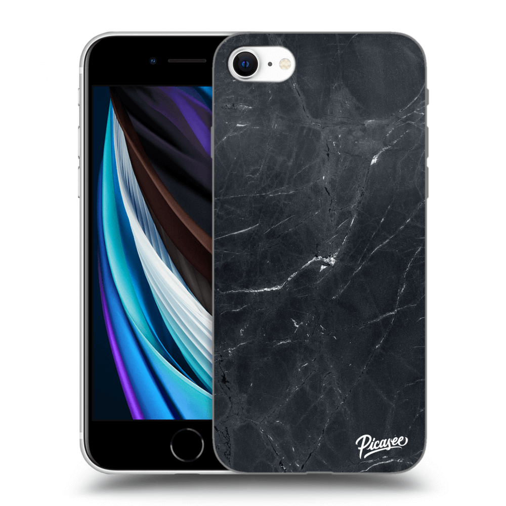 Picasee silikónový čierny obal pre Apple iPhone SE 2022 - Black marble