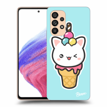 Picasee silikónový čierny obal pre Samsung Galaxy A53 5G - Ice Cream Cat