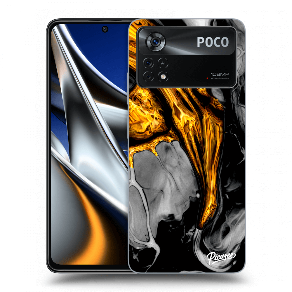 Silikónový čierny Obal Pre Xiaomi Poco X4 Pro 5G - Black Gold