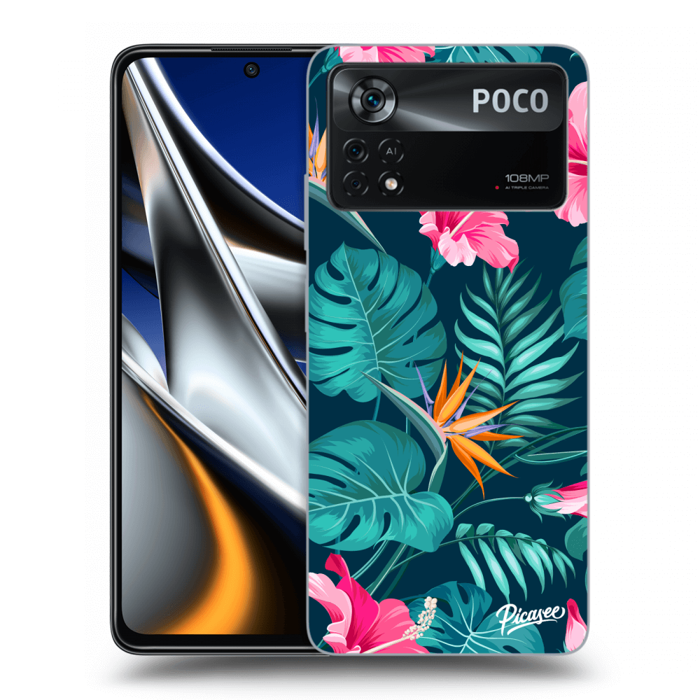 Picasee silikónový prehľadný obal pre Xiaomi Poco X4 Pro 5G - Pink Monstera