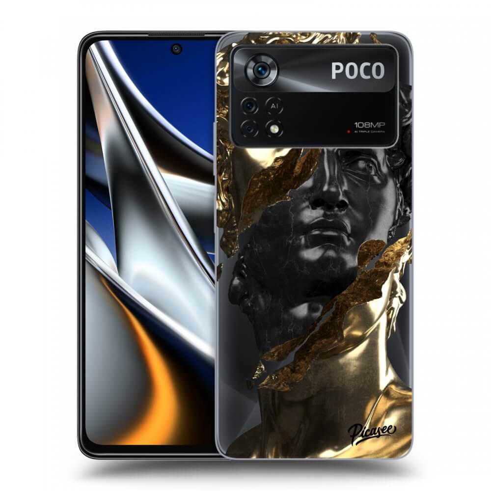 Picasee silikónový prehľadný obal pre Xiaomi Poco X4 Pro 5G - Gold - Black
