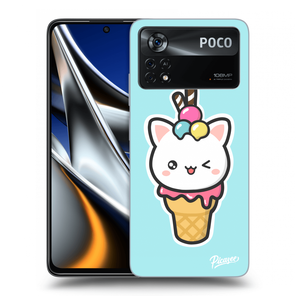 Picasee silikónový prehľadný obal pre Xiaomi Poco X4 Pro 5G - Ice Cream Cat
