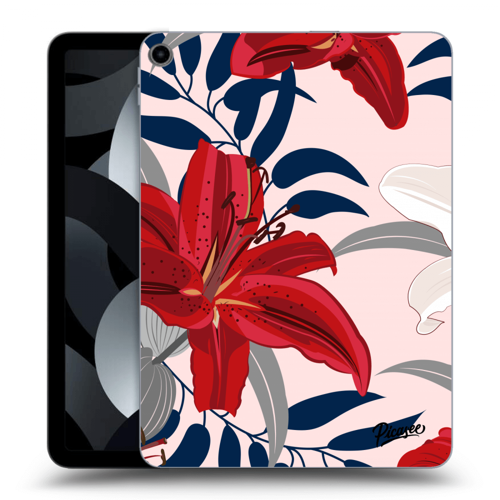 Picasee silikónový čierny obal pre Apple iPad Air 5 10.9" 2022 - Red Lily