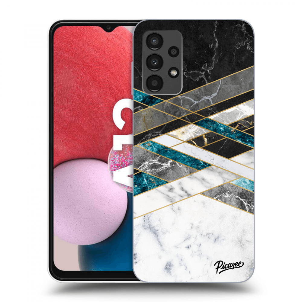 Picasee silikónový čierny obal pre Samsung Galaxy A13 4G A135 - Black & White geometry