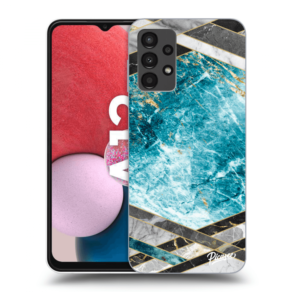 Picasee silikónový prehľadný obal pre Samsung Galaxy A13 4G A135 - Blue geometry