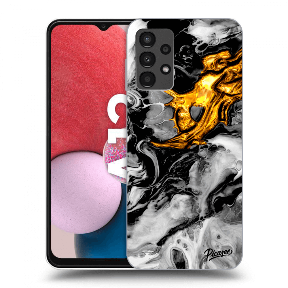Picasee silikónový prehľadný obal pre Samsung Galaxy A13 4G A135 - Black Gold 2