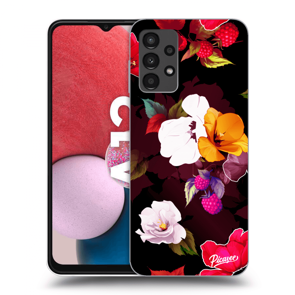 Picasee silikónový čierny obal pre Samsung Galaxy A13 4G A135 - Flowers and Berries