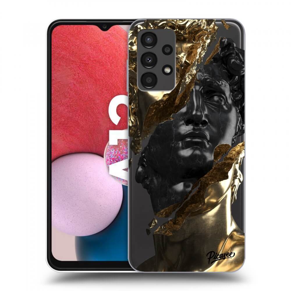 Picasee silikónový prehľadný obal pre Samsung Galaxy A13 4G A135 - Gold - Black