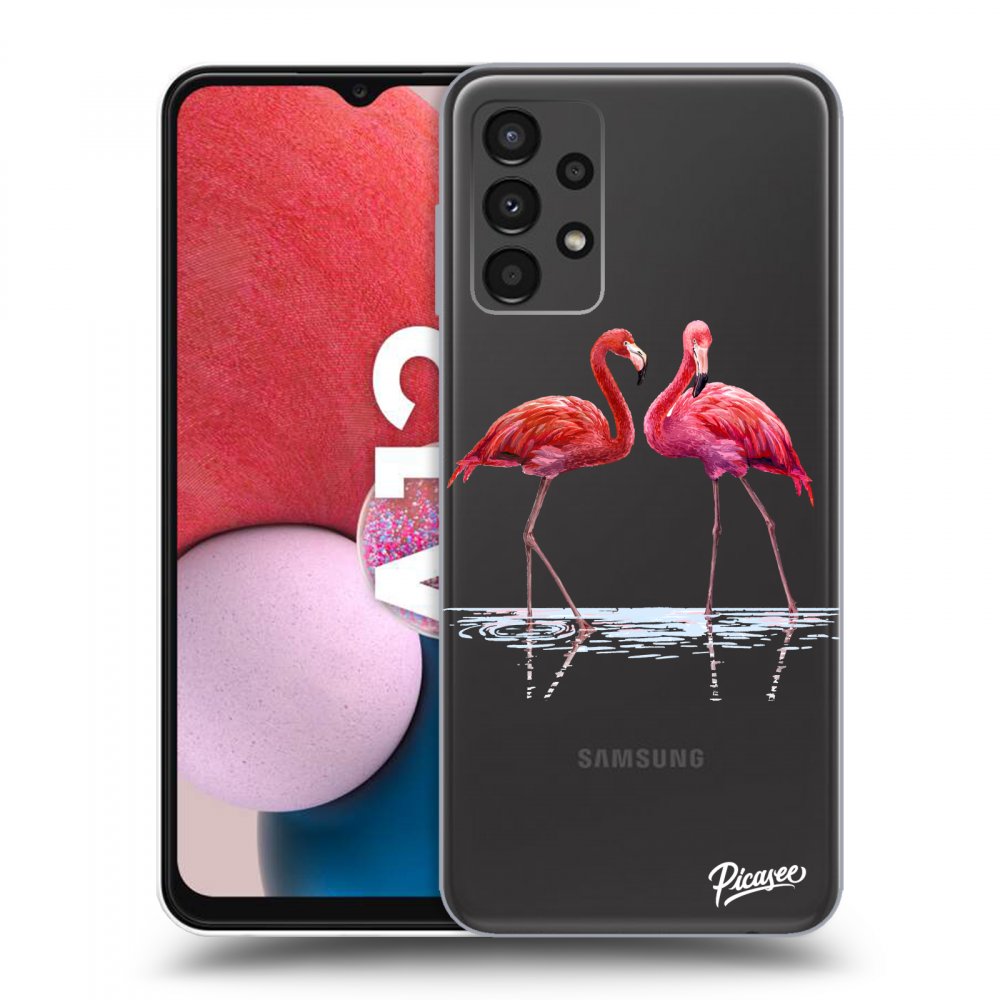 Picasee silikónový prehľadný obal pre Samsung Galaxy A13 4G A135 - Flamingos pár
