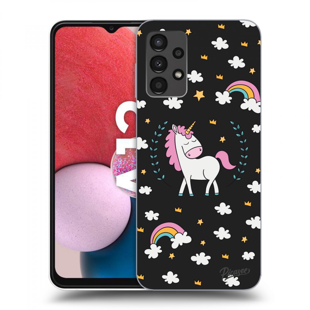 Picasee silikónový čierny obal pre Samsung Galaxy A13 4G A135 - Unicorn hviezdne nebo