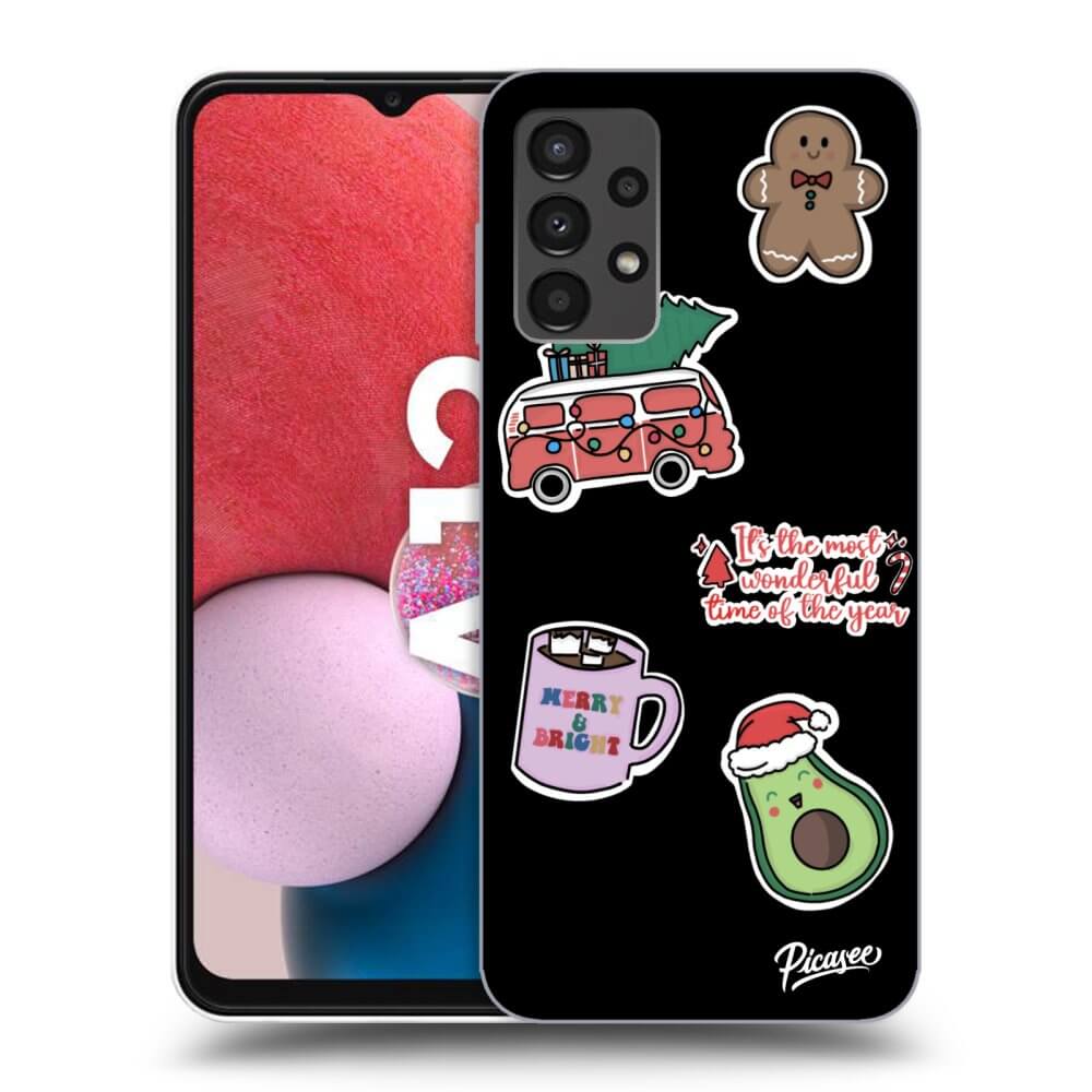 Picasee silikónový čierny obal pre Samsung Galaxy A13 4G A135 - Christmas Stickers