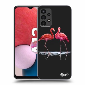 Picasee silikónový čierny obal pre Samsung Galaxy A13 4G A135 - Flamingos couple