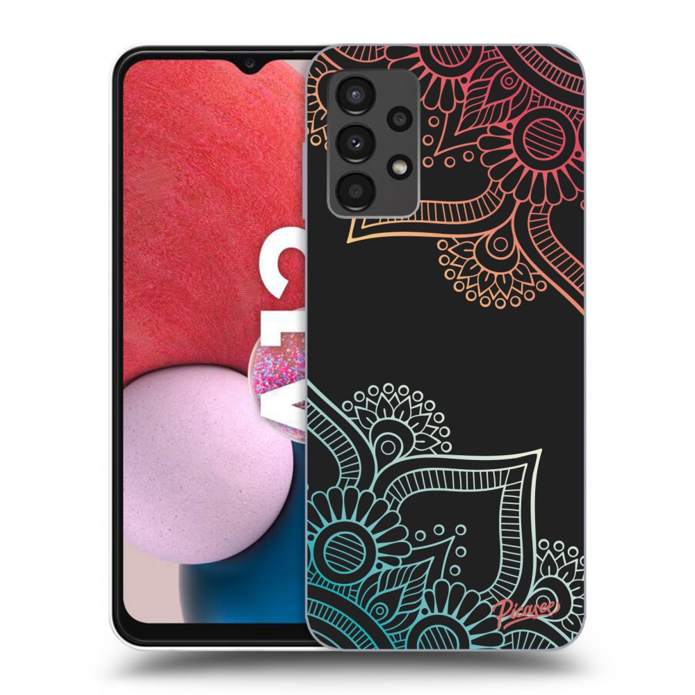 Picasee silikónový čierny obal pre Samsung Galaxy A13 4G A135 - Kvetinový vzor