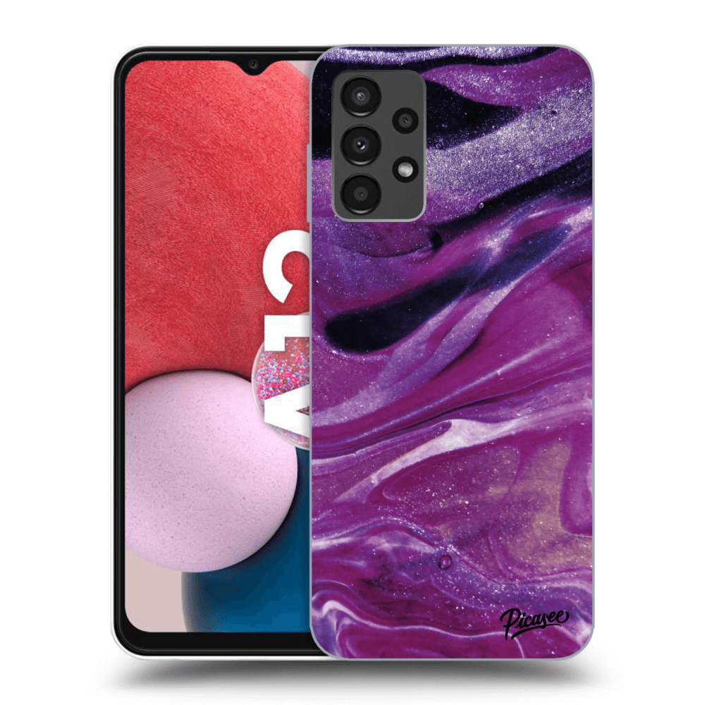 Picasee silikónový prehľadný obal pre Samsung Galaxy A13 4G A135 - Purple glitter