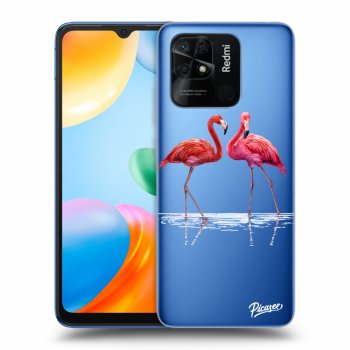 Picasee silikónový prehľadný obal pre Xiaomi Redmi 10C - Flamingos couple