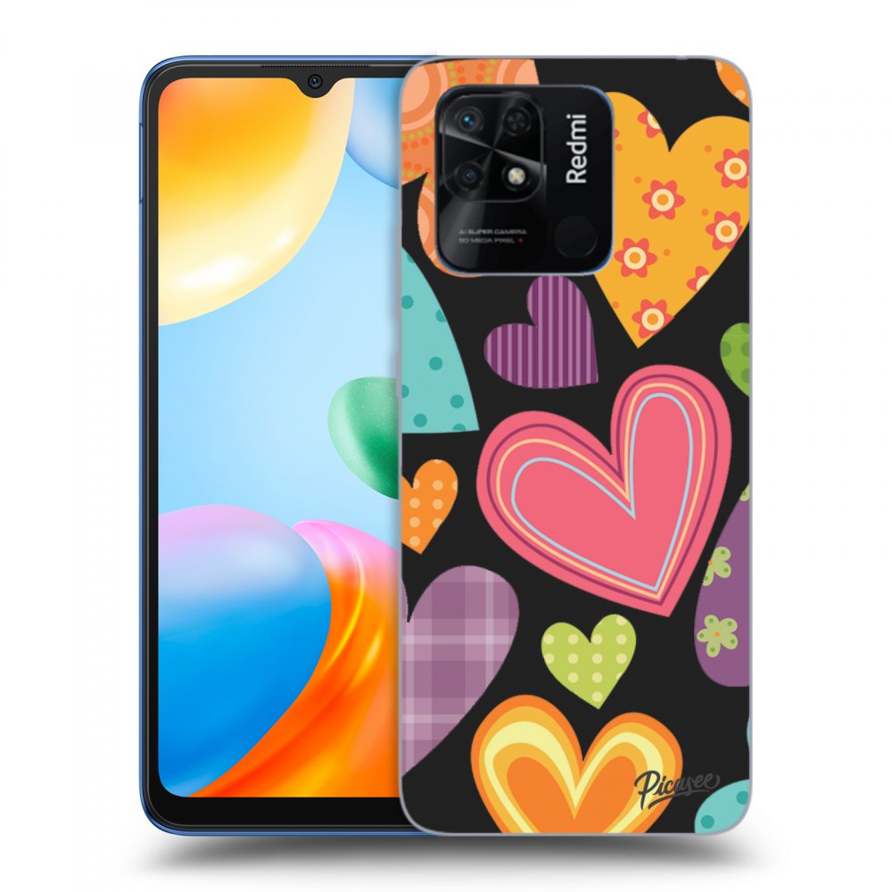 Picasee silikónový čierny obal pre Xiaomi Redmi 10C - Colored heart