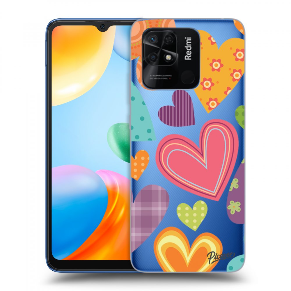 Picasee silikónový prehľadný obal pre Xiaomi Redmi 10C - Colored heart