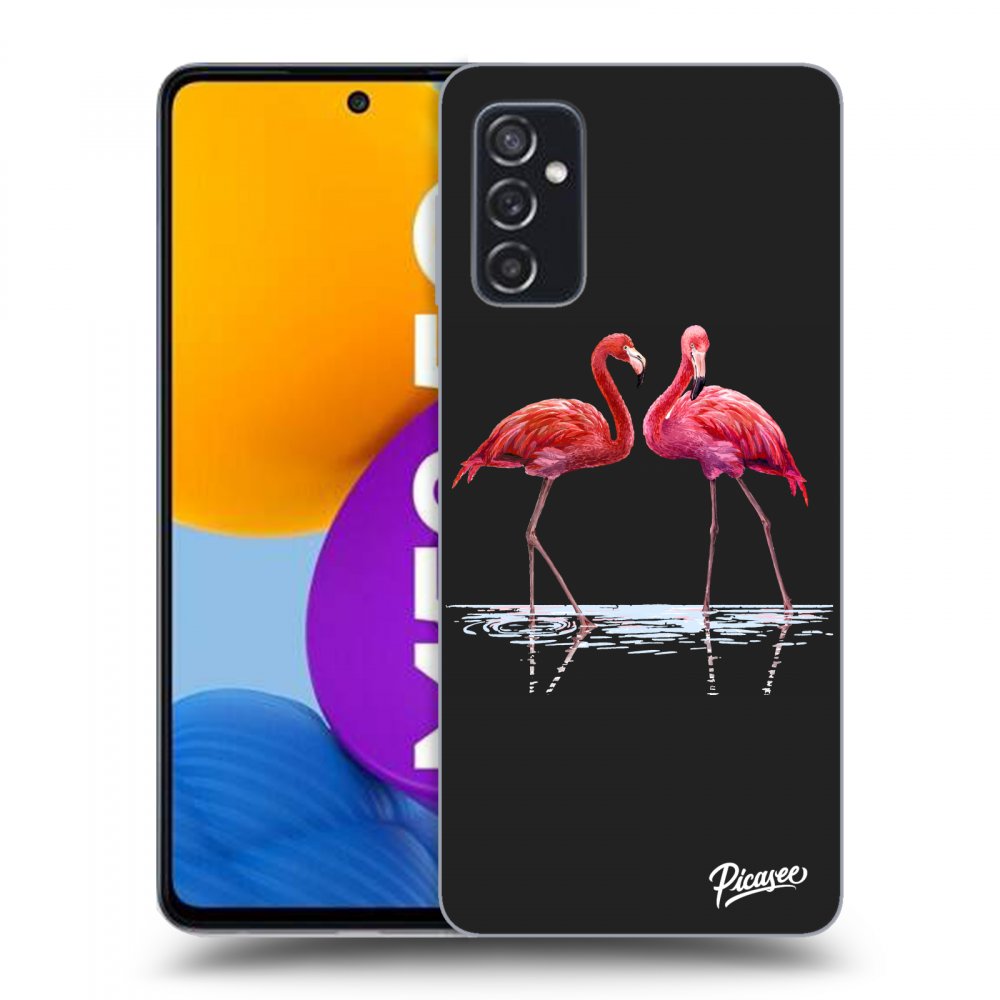 Picasee silikónový čierny obal pre Samsung Galaxy M52 5G - Flamingos couple