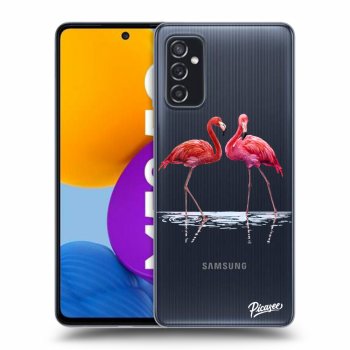Picasee silikónový prehľadný obal pre Samsung Galaxy M52 5G - Flamingos couple
