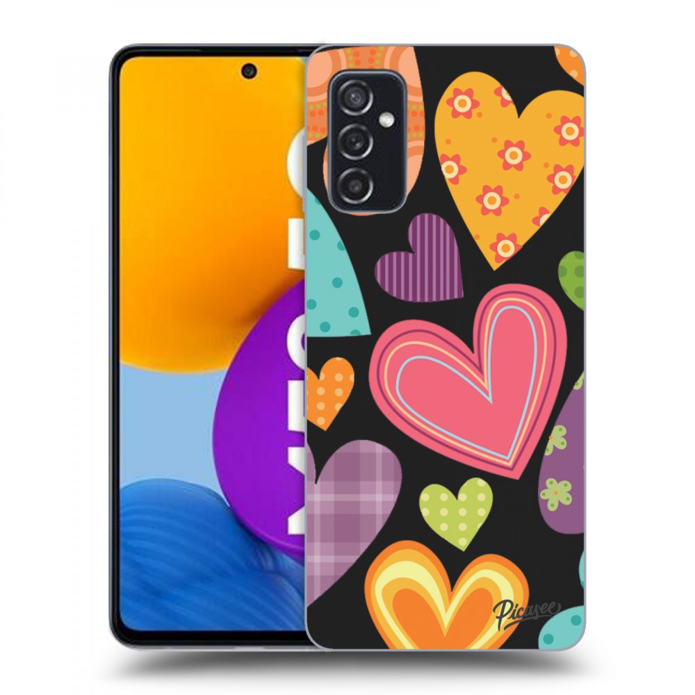 Picasee silikónový čierny obal pre Samsung Galaxy M52 5G - Colored heart