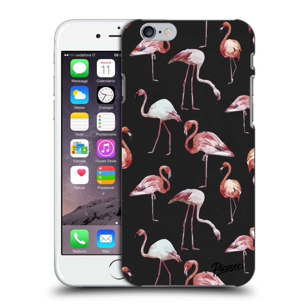 Picasee silikónový čierny obal pre Apple iPhone 6/6S - Flamingos