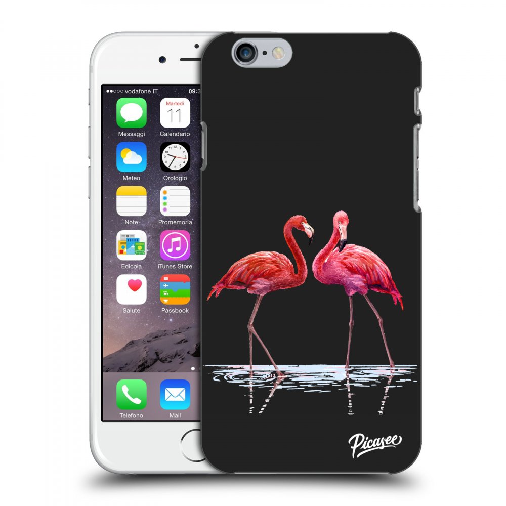 Picasee silikónový čierny obal pre Apple iPhone 6/6S - Flamingos couple