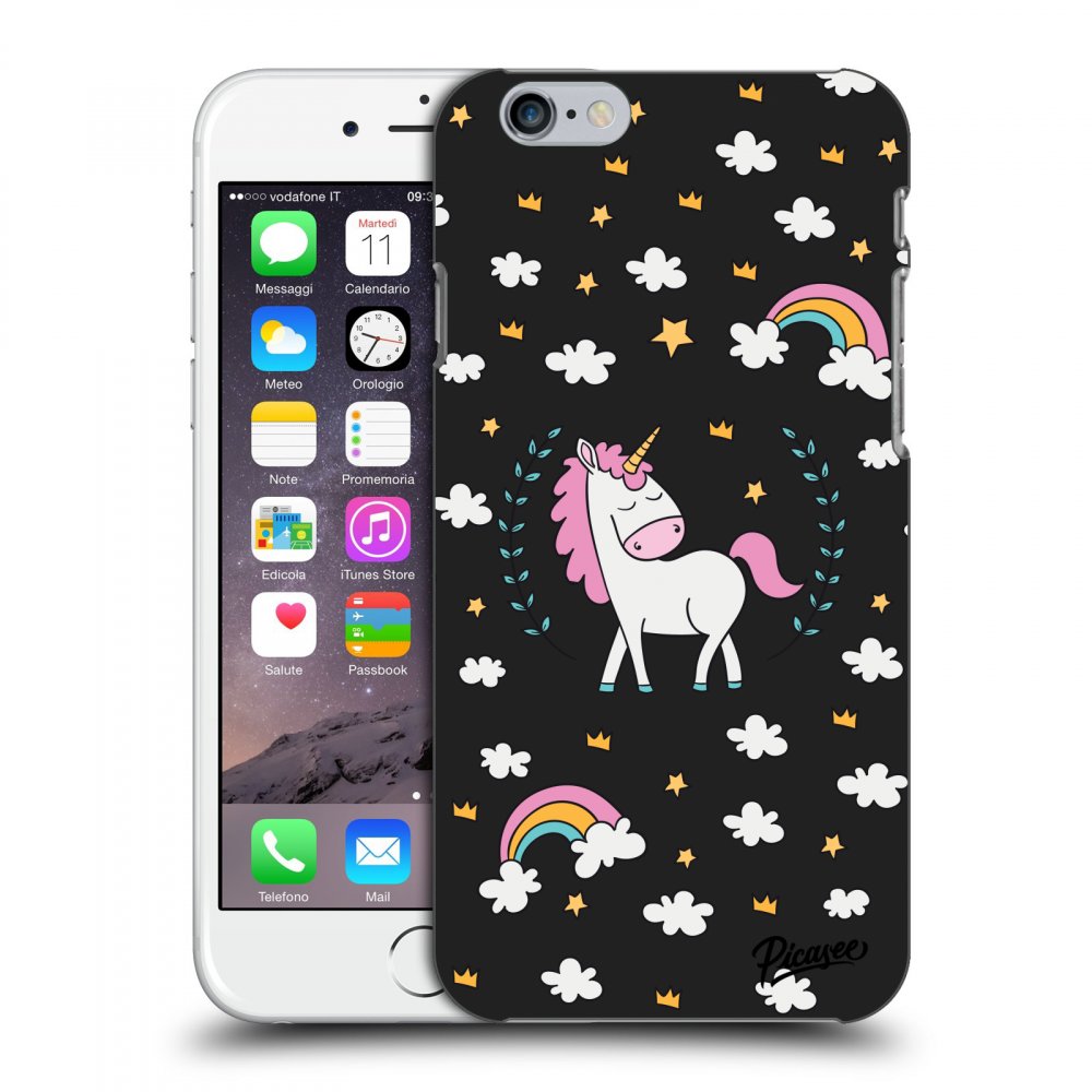 Picasee silikónový čierny obal pre Apple iPhone 6/6S - Unicorn star heaven