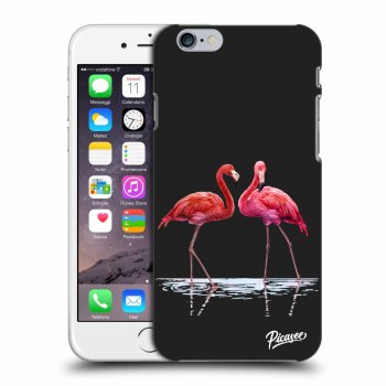 Picasee silikónový čierny obal pre Apple iPhone 6/6S - Flamingos couple