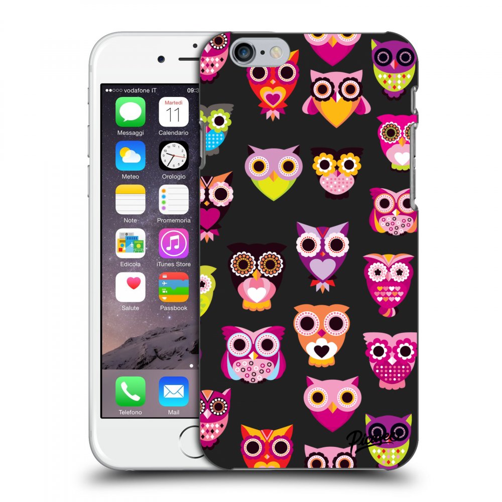 Picasee silikónový čierny obal pre Apple iPhone 6/6S - Owls