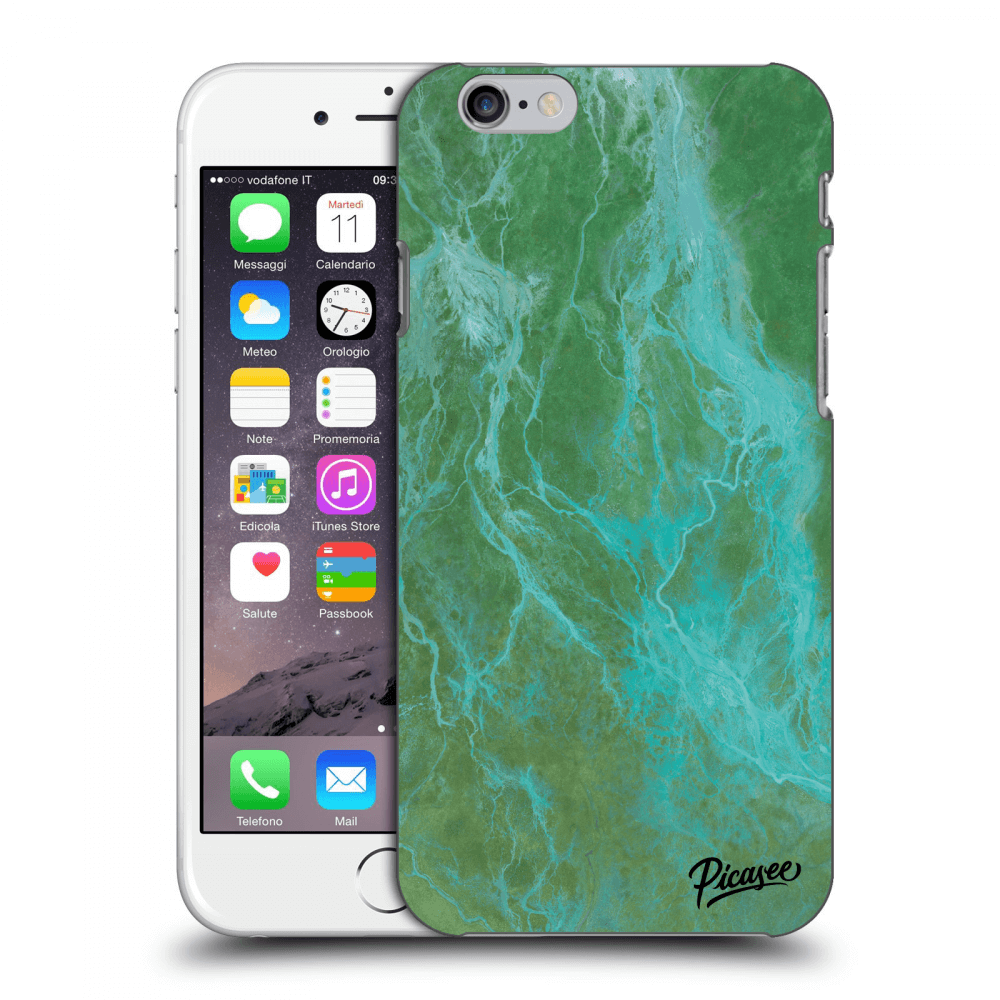 Picasee silikónový prehľadný obal pre Apple iPhone 6/6S - Green marble