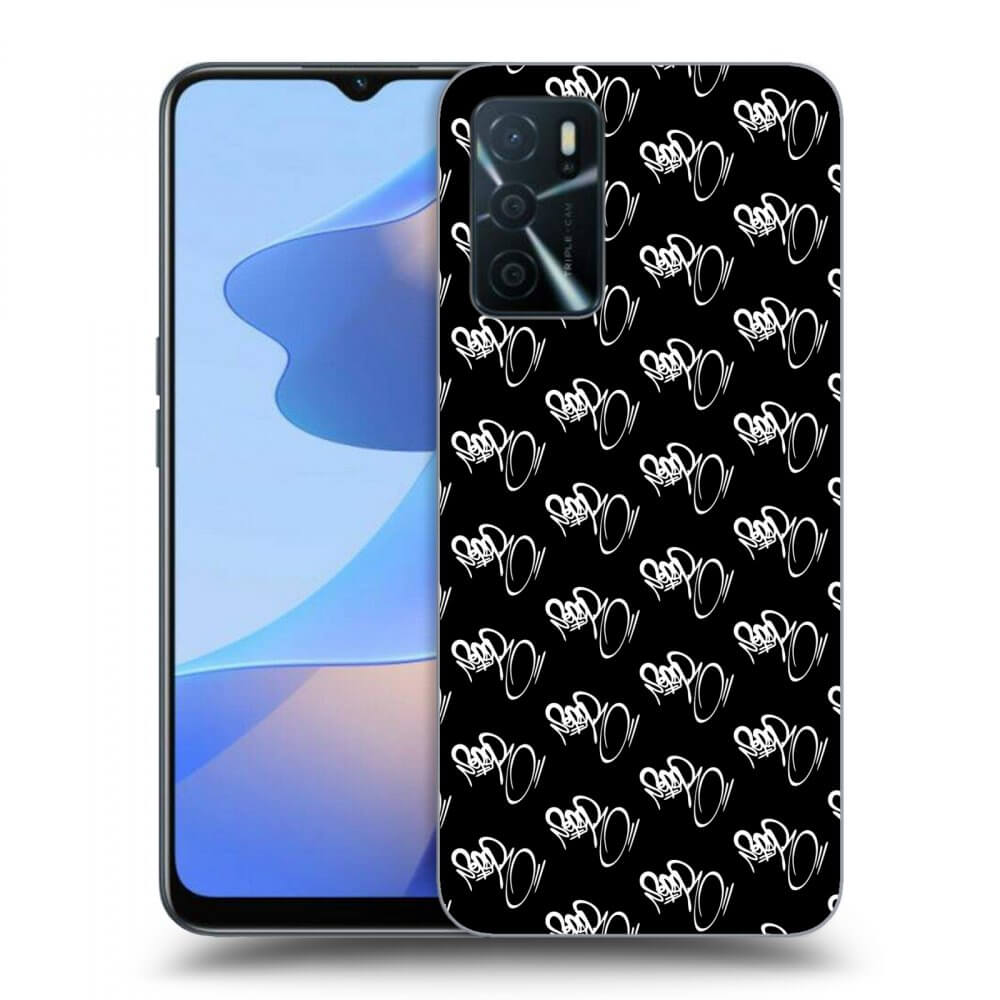 Picasee silikónový čierny obal pre OPPO A16s - Separ - White On Black