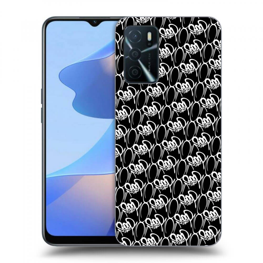 Picasee silikónový čierny obal pre OPPO A16s - Separ - White On Black 2